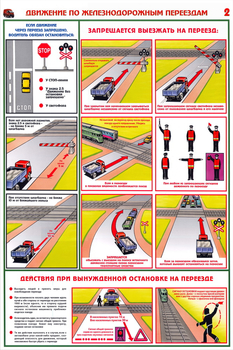 ПС49 Движение по железнодорожным переездам (пластик, А2, 2 листа) - Плакаты - Автотранспорт - Магазин Охраны Труда fullBUILD